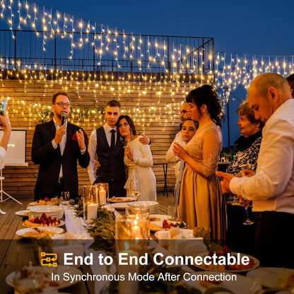 66ft Icicle Lights for Outside - 640 LED Christmas Lights Outdoor with 120 Drops 8 Modes, Plug in Twinkle Light Outside for Holiday Wedding Party Tree Room Indoor Thanksgiving Decoration, Warm White