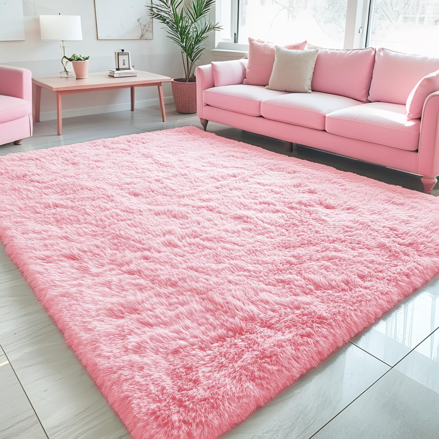 OLANLY Area Rugs for Living Room Bedroom, Machine Washable 4x5.9 ft Soft Fluffy Shaggy Bedside Rug, Indoor Floor Carpet for Kids Girls and Boys, Dorms, Nursery Rooms, Home Decor Aesthetic, Grey