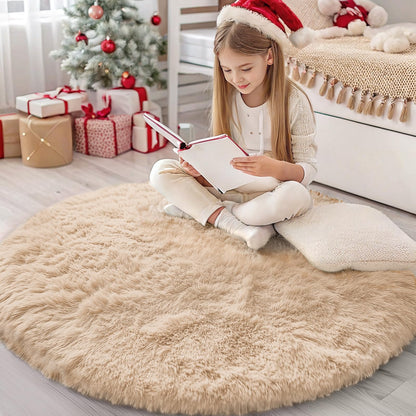 OLANLY Area Rugs for Living Room Bedroom, Machine Washable 4x5.9 ft Soft Fluffy Shaggy Bedside Rug, Indoor Floor Carpet for Kids Girls and Boys, Dorms, Nursery Rooms, Home Decor Aesthetic, Grey