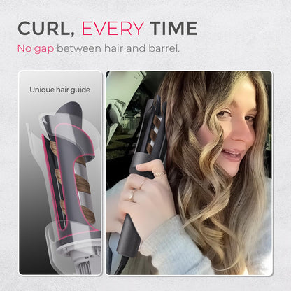TYMO Automatic Rotating Curling Iron - TYMO CURLPRO Beach Waves Curling Wand, Portable Hair Curler, 500 Million Ionic, Dual Voltage & Lightweight for Travel, Ceramic Coating, 1 1/4 Inch, Metallic Gray