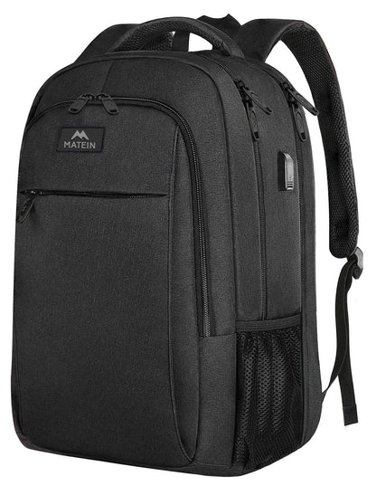 MATEIN Travel Laptop Backpack, Business Anti Theft Slim Sturdy Laptops Backpack with USB Charging Port, Water Resistant College School Computer Bag Gift for Men & Women Fits 15.6 Inch Notebook, Grey