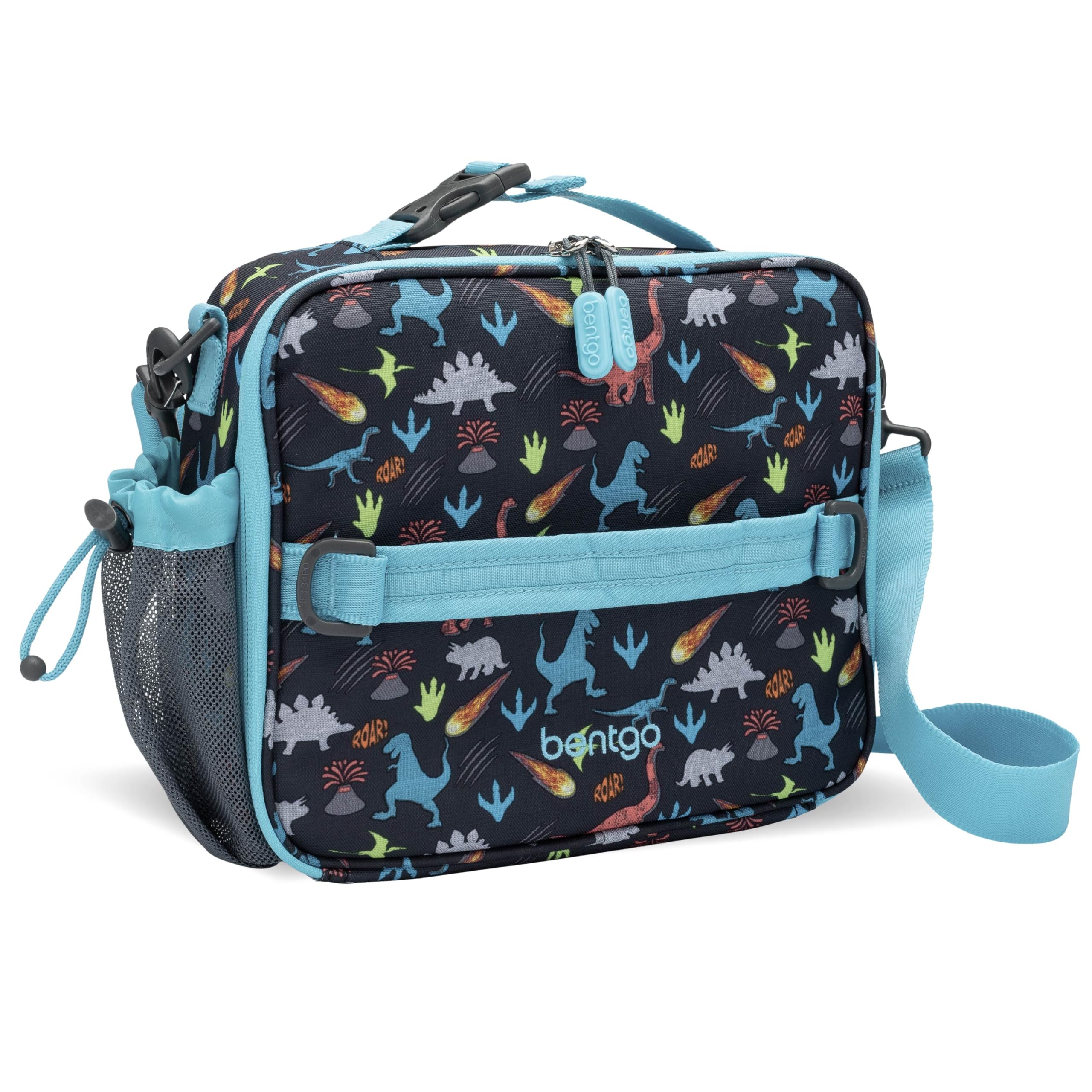Bentgo Kids Lunch Bag - Double-Insulated, Reusable Lunch Bag for Kids 3+ with Adjustable Strap; Holds Lunch Box/Water Bottle/Snacks; Easy-Clean, Water-Resistant & Pockets (Sports)
