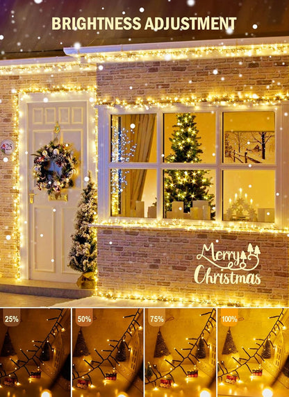Cluster-Lights-Christmas-Tree-Lights-Outdoor, 1000 LED 50 Ft Christmas Firecrackers String Lights, 12 Modes Timer Remote Waterproof Plug in Twinkle Fairy Lights for Xmas Tree Garland Window Party