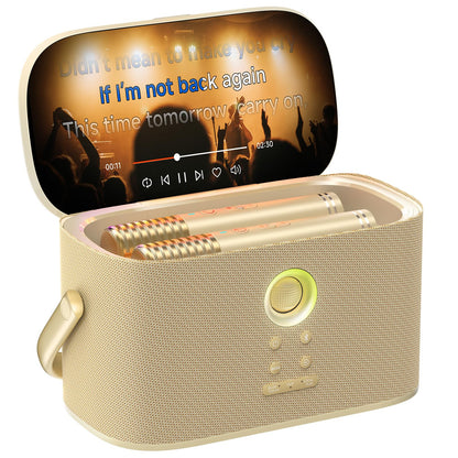 Ikarao Portable Karaoke Machine for Adults, Built-in Lyrics Display and Screen, 2 Self-Charging Wireless Microphones, Karaoke App, 140W Speaker, Connects to TV for Home Party Birthday Outdoor Camping