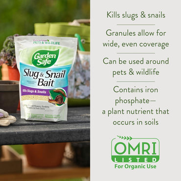 Garden Safe Brand Slug & Snail Bait Granules, 2 Pounds, Slugs & Snails Begin to Die Within 3 to 6 Days, Can Be Used Around Pets & Wildlife, For Lawns, Gardens & Greenhouses, 1 Pack