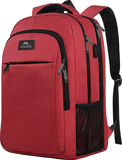 MATEIN Travel Laptop Backpack, Business Anti Theft Slim Sturdy Laptops Backpack with USB Charging Port, Water Resistant College School Computer Bag Gift for Men & Women Fits 15.6 Inch Notebook, Grey