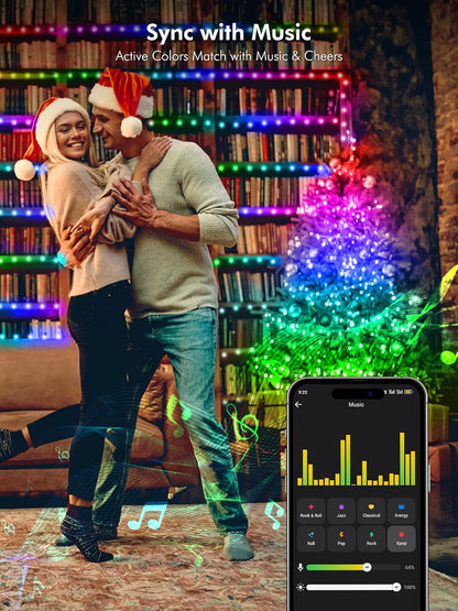 BrizLabs Smart Christmas Fairy Lights, 98ft 300 LED WiFi Christmas Fairy Lights Work with Alexa & Google Home, Rainbow Xmas Light Dimmable Xmas Decorative Lighting Music Sync for Home Holiday Party