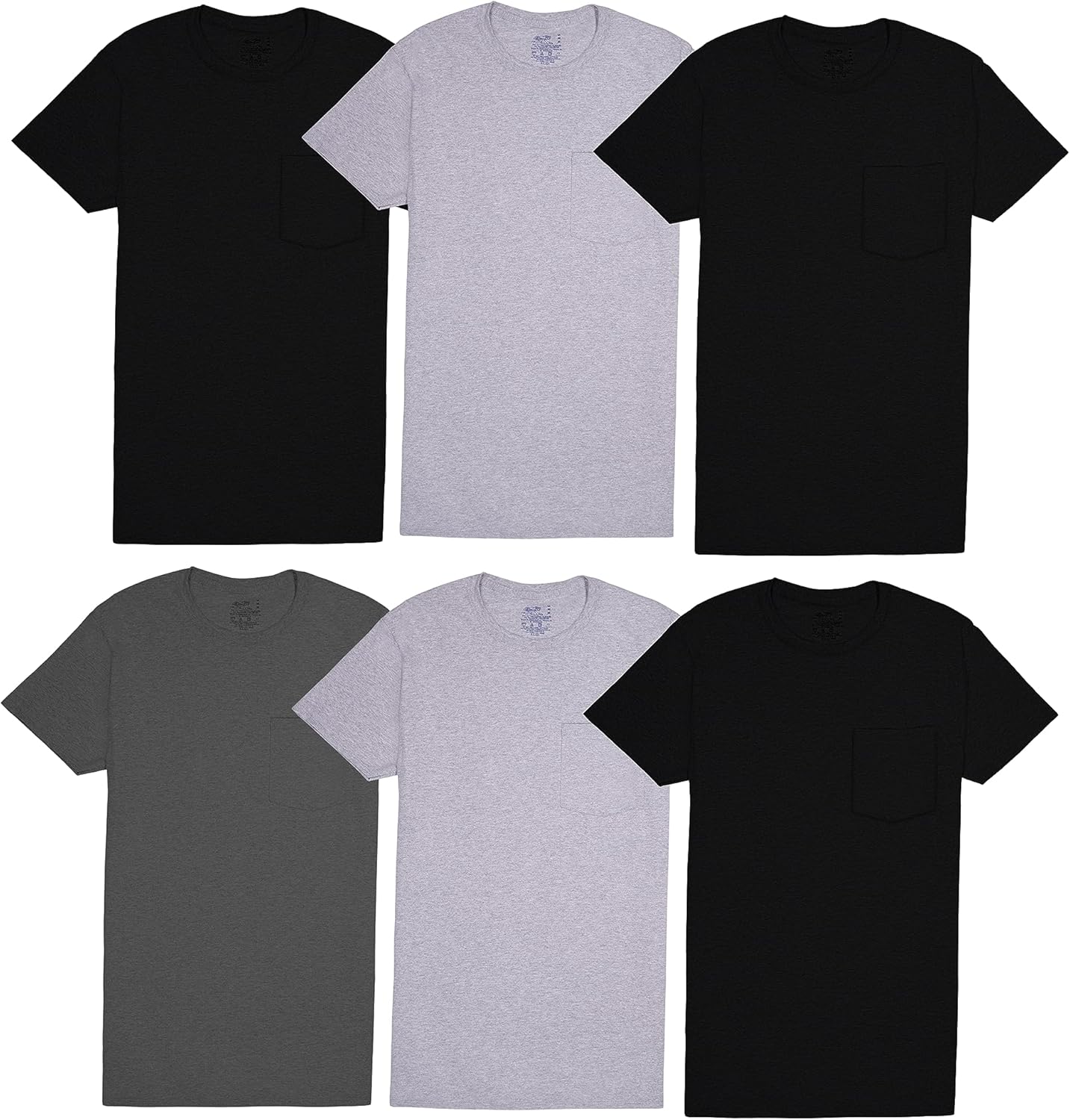 Fruit of the Loom Men's Tee Undershirts, Moisture Wicking & Tag Free, Short Sleeve Pocket T-Shirts