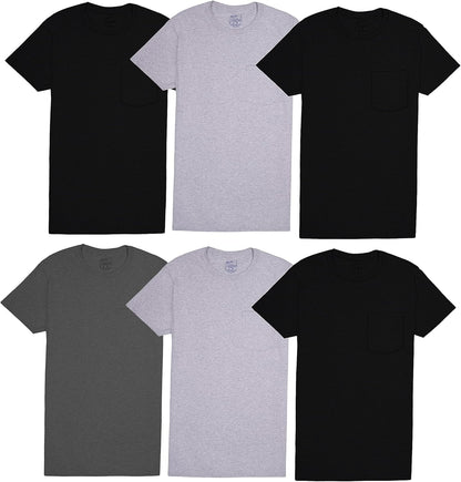 Fruit of the Loom Men's Tee Undershirts, Moisture Wicking & Tag Free, Short Sleeve Pocket T-Shirts