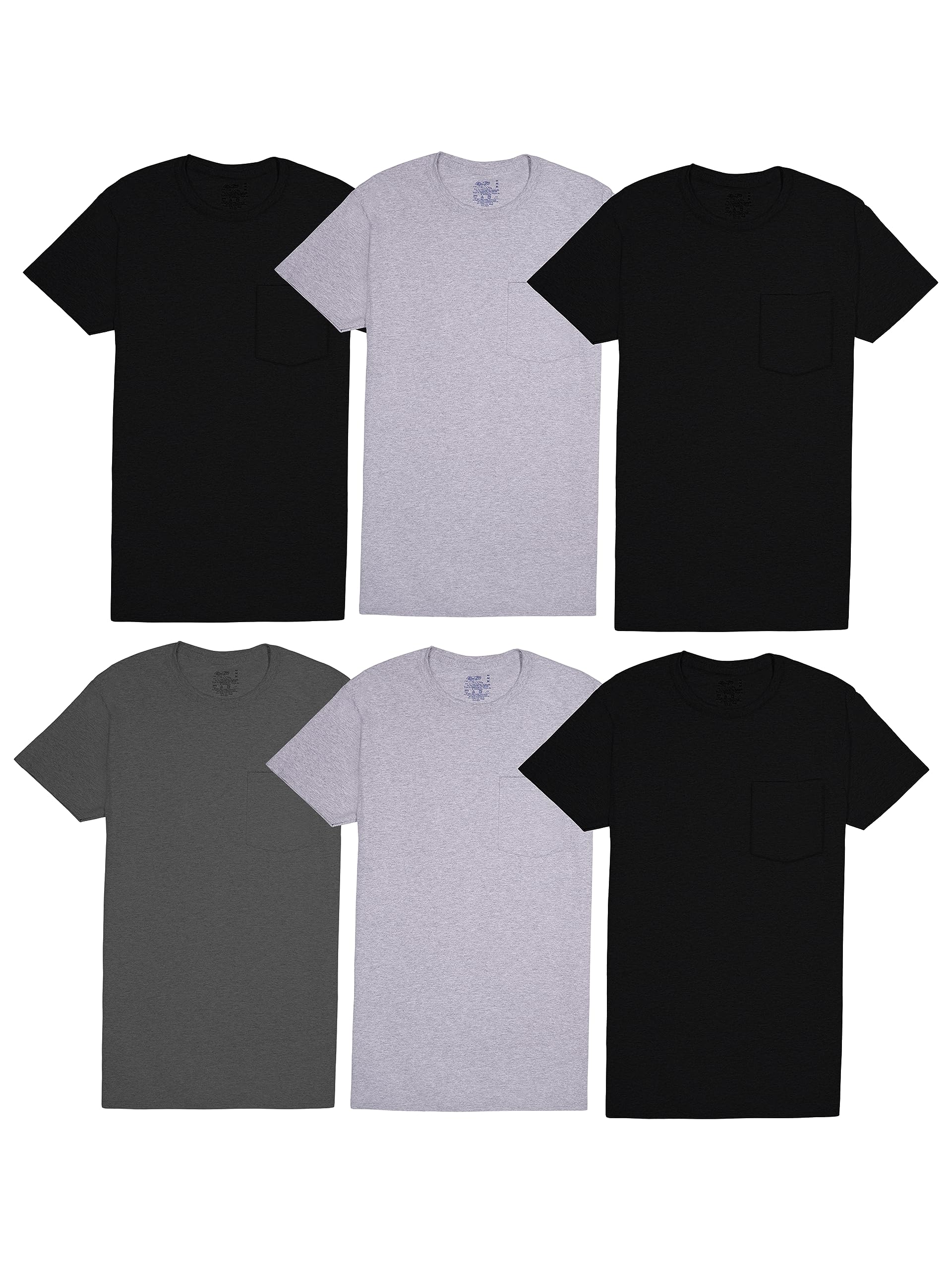 Fruit of the Loom Men's Tee Undershirts, Moisture Wicking & Tag Free, Short Sleeve Pocket T-Shirts