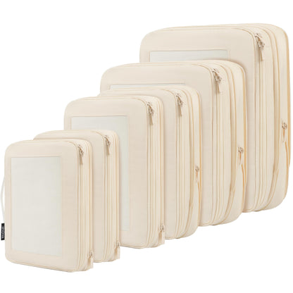 BAGAIL 4 Set/6 Set/8 Set Compression Packing Cubes Travel Accessories Expandable Packing Organizers (Half Mesh, 6-Black)