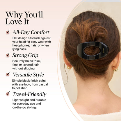 Kitsch Medium Flat Claw Clips for Women - Stylish Flat Hair Clips, Strong Hold for Thick & Fine Hair | Non-Slip for Secure, Comfortable All-Day Wear | Ideal Gifts for Women - Tortoise Design