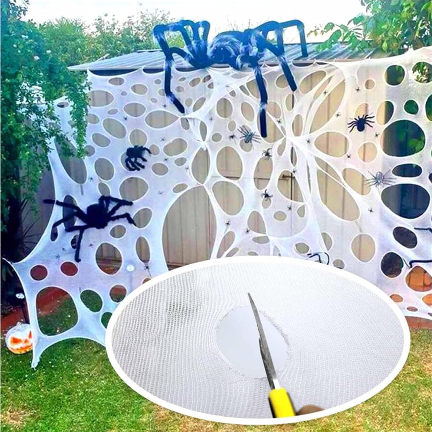 Beef Netting Halloween Spider Webs Decorations,500sqft Stretchy Beef Netting for Halloween Decor, Spooky Spider Web for Haunted House,Decorations Spider Webs Outdoor