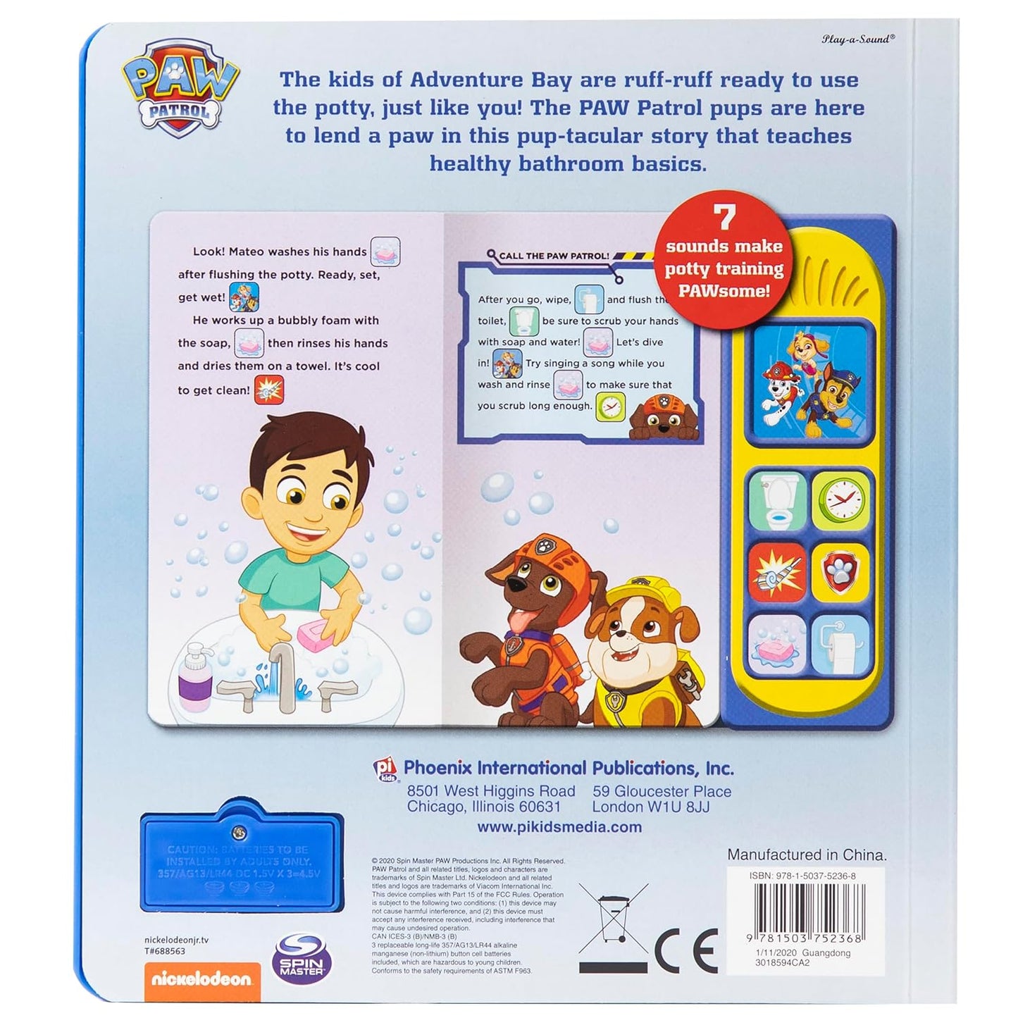 PAW Patrol Chase, Skye, Marshall, and More! - Potty Time - Potty Training Sound Book - PI Kids (Play-A-Sound)