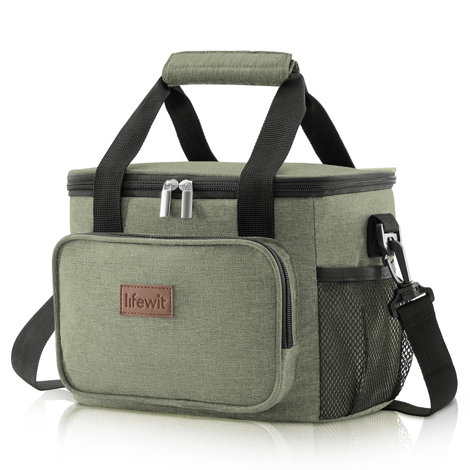 Lifewit Medium Lunch Bag Insulated Lunch Box Soft Cooler Cooling Tote for Adult Men Women, Black 12-Can (9L)