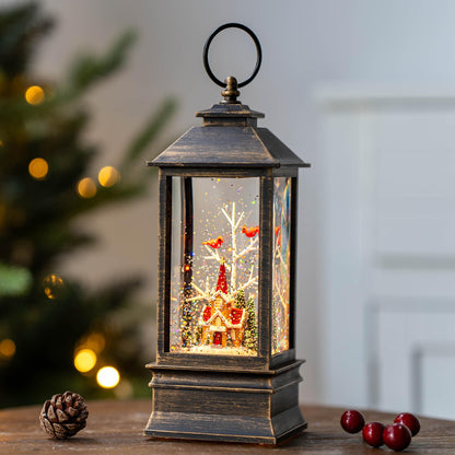 Christmas Snow Globe Swirling Glittering Nativity Scene with Music, USB Lined/Battery Operated Lighted Water Lantern for Christmas Festival Decoration Gifts