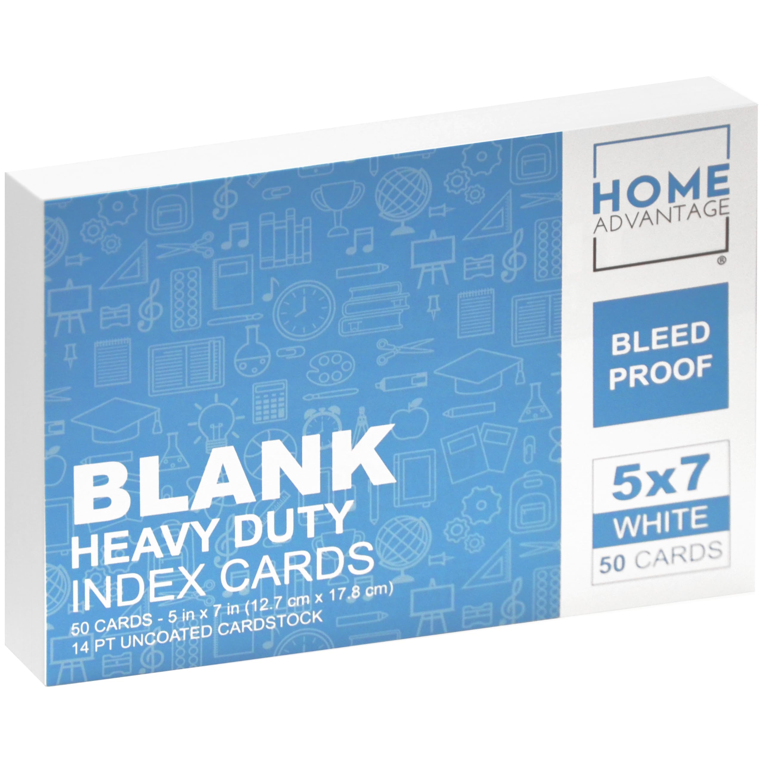 Home Advantage 4x6 Blank Index Cards - 50 Pack of Heavy Duty Bleed Proof Notecards & Flashcards