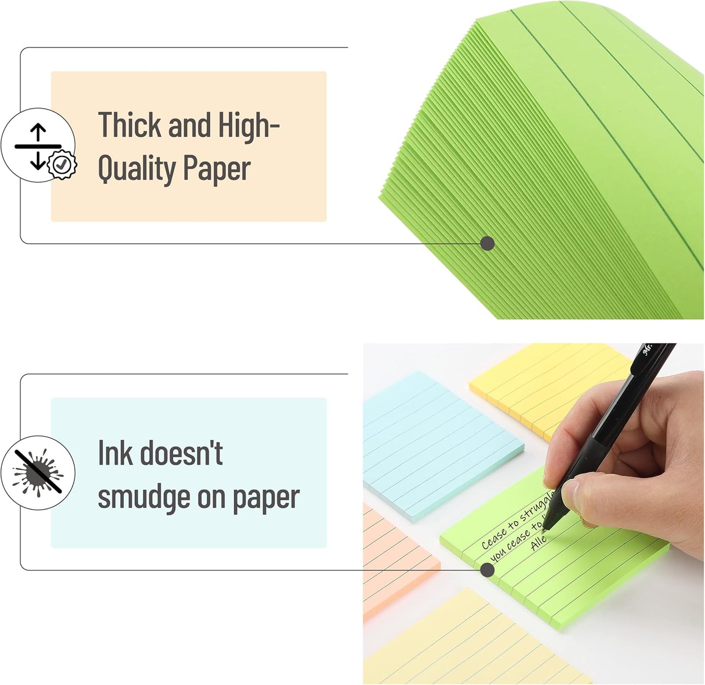 Mr. Pen- Lined Sticky Notes 3x3, 6 Pads, 45 Sheet/Pads, Pastel Colors, Sticky Notes with Lines