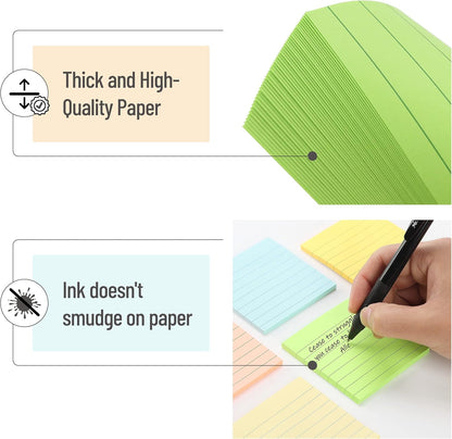 Mr. Pen- Lined Sticky Notes 3x3, 6 Pads, 45 Sheet/Pads, Pastel Colors, Sticky Notes with Lines