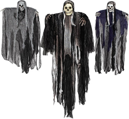 JOYIN 3 Pack Hanging Halloween Skeleton Ghosts Decorations, Grim Reapers for Best Halloween Outdoor Decorations