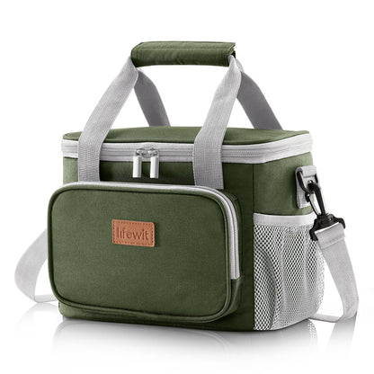 Lifewit Medium Lunch Bag Insulated Lunch Box Soft Cooler Cooling Tote for Adult Men Women, Black 12-Can (9L)