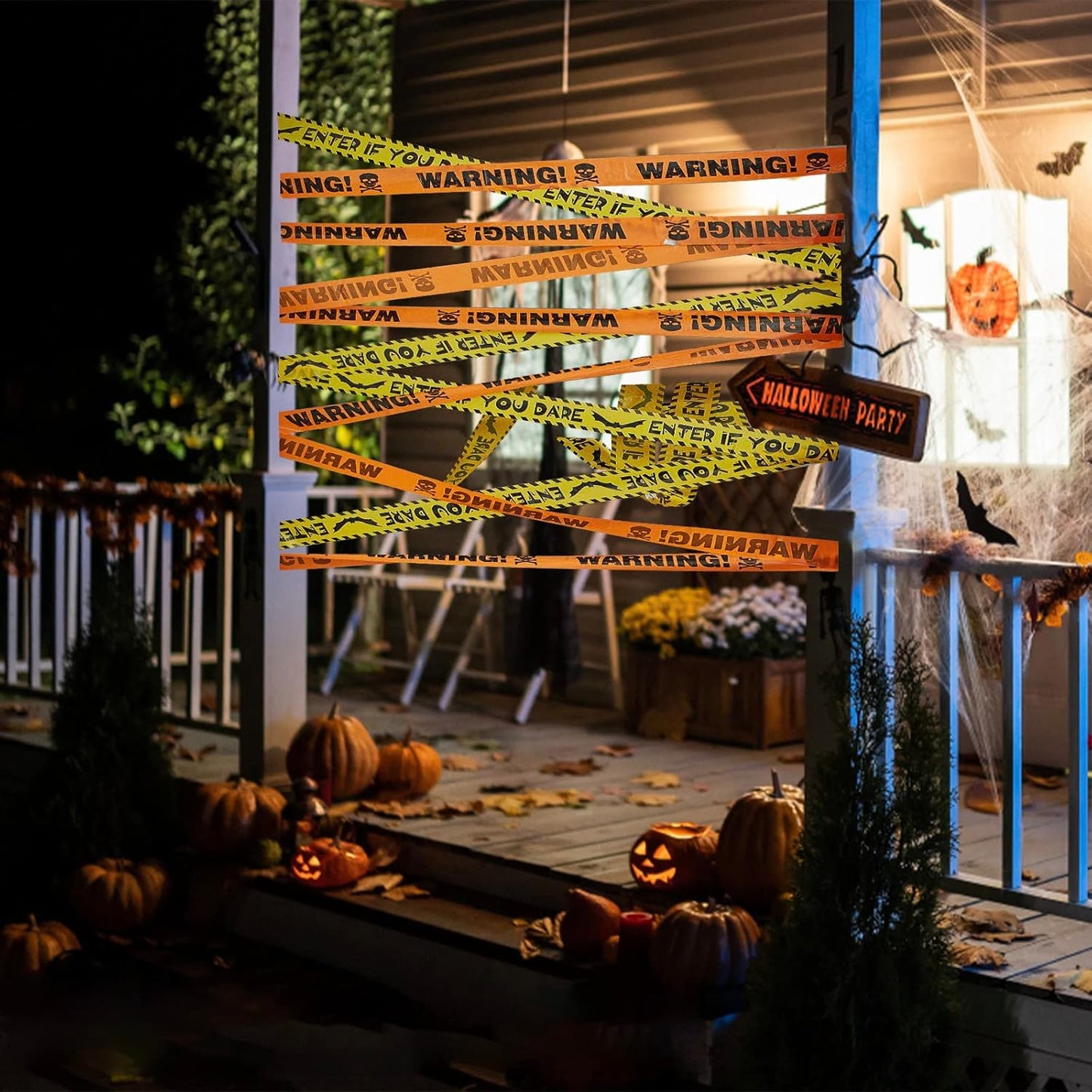 3 Pcs Halloween Fright Tape Bundle - Warning - Enter If You Dare - Haunted Keep Out, 3inx90ft Halloween Decoration Clearance,Caution Tape for Haunted Houses, Danger, Beware and Attention