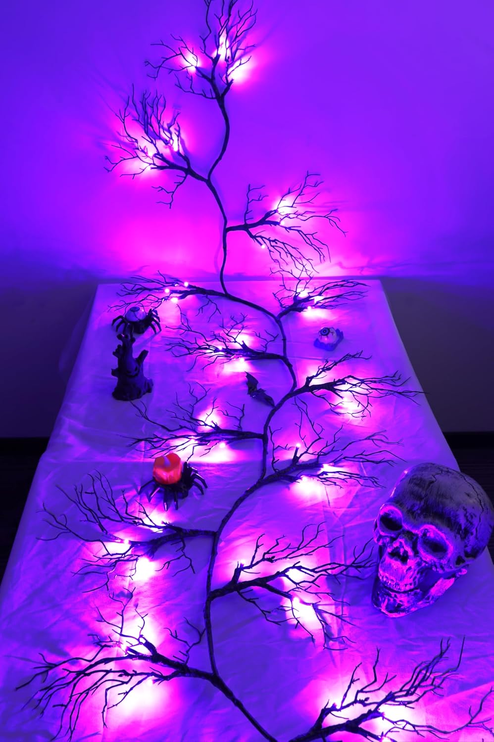 6 FT Halloween Black Garland Willow Vine Twig Decor with Orange & Purple Light, 8 Modes & Timer Battery Operated Waterproof Halloween Decorations Indoor for Mantle Fireplace Home Party Decor