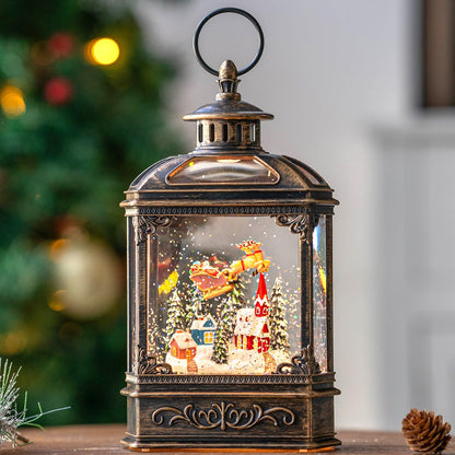 Christmas Snow Globe Swirling Glittering Nativity Scene with Music, USB Lined/Battery Operated Lighted Water Lantern for Christmas Festival Decoration Gifts