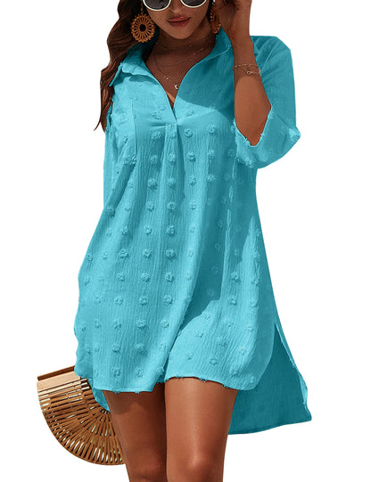 Blooming Jelly Womens Swimsuit Coverups White Chiffon Bikini Swimwear Beach Cover Up Dress Shirt