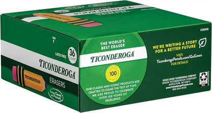 TICONDEROGA Erasers, Pencil Shaped, Yellow, 36-Pack (38936)