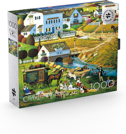 Buffalo Games – Charles Wysocki - Whistle Stop Christmas- 1000 Piece Holiday Jigsaw Puzzle - Festive Puzzles for Adults – Precision-Cut Pieces, Winter Artwork, Hours of Relaxing Fun