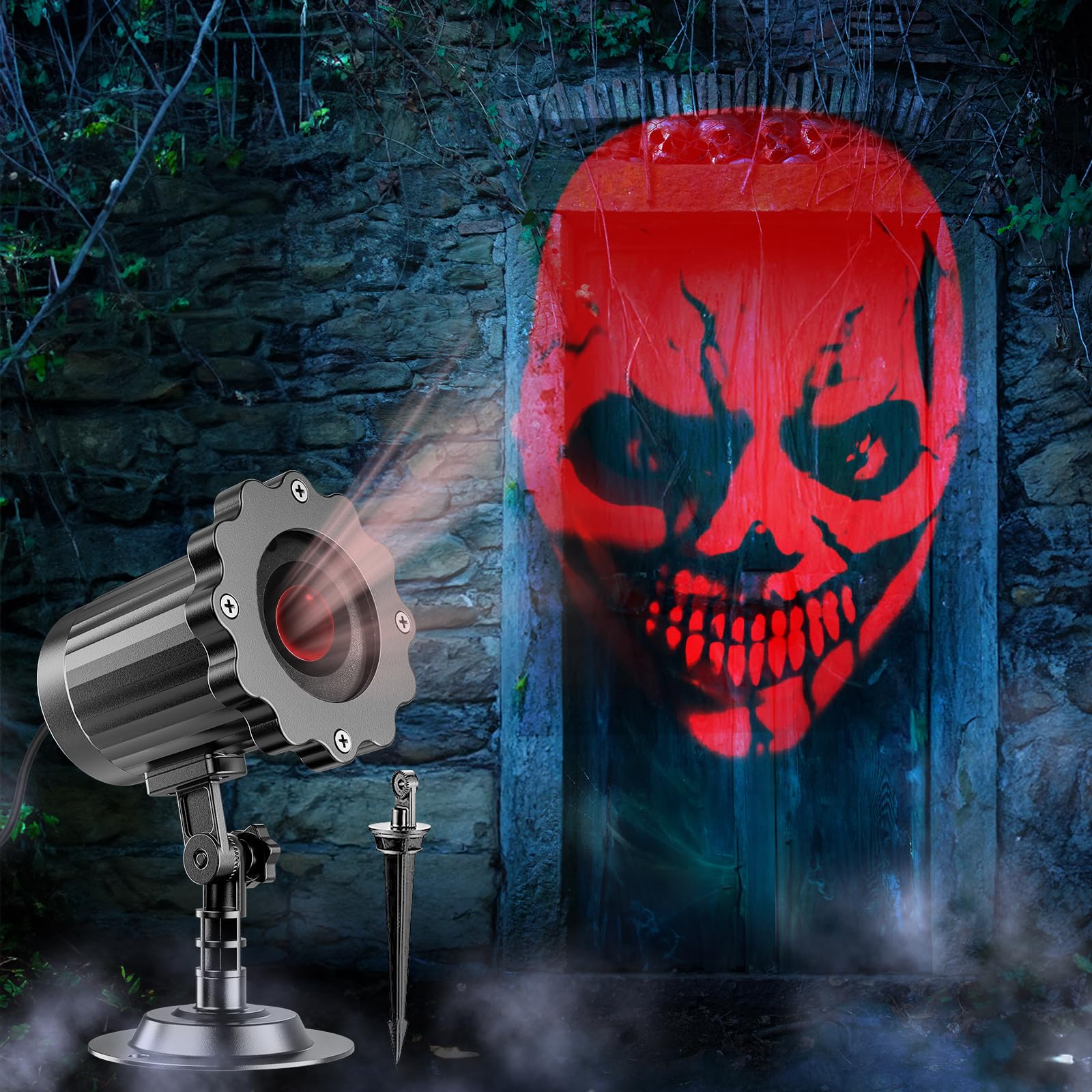 Halloween Projector Lights Outdoor,2025 Upgraded 3D Dynamic Skull Ghost Decorations Light,Clearer Skull HD Patterns,Night Light for Home Window Wall Halloween Decor