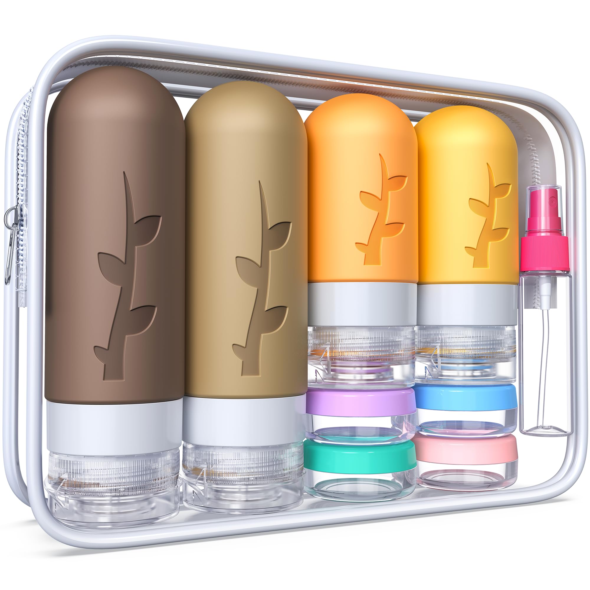 18pack Travel Bottles for Toiletries,TSA Approved Silicone Travel Containers for Toiletries,Leak Proof Refillable Liqus Shampoo And Conditioner travel Essentials toiletry Bottles