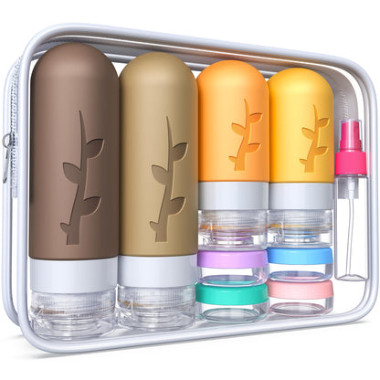 18pack Travel Bottles for Toiletries,TSA Approved Silicone Travel Containers for Toiletries,Leak Proof Refillable Liqus Shampoo And Conditioner travel Essentials toiletry Bottles