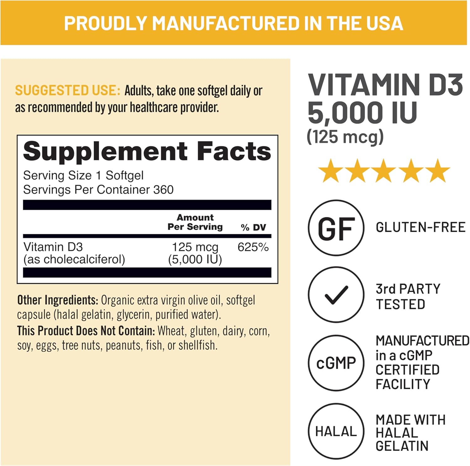 NatureWise Vitamin D3 5000iu (125 mcg) 1 Year Supply for Immune Support, Healthy Muscle Function, and Bone Health - Non-GMO, Gluten Free in Organic Extra Virgin Olive Oil, (Mini Softgel), 360 Count