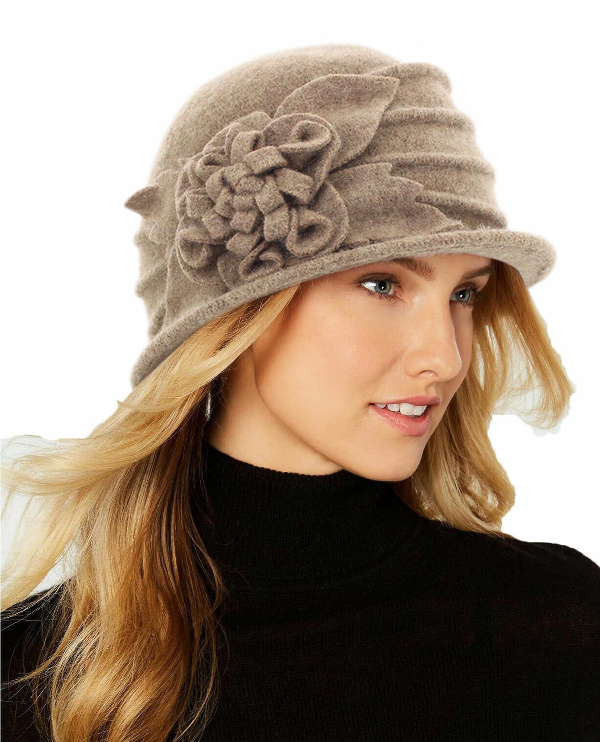 Round Cloche Hat for Women Vintage Wool 1920s Cloche Winter Hat