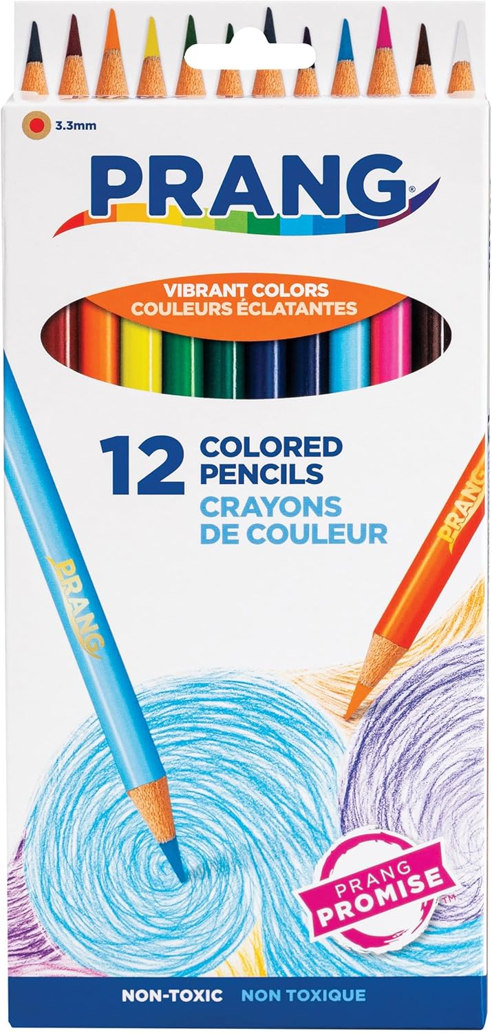 Prang Thick Core Colored Pencils, Assorted Colors, 3.3 mm core, 12 Count