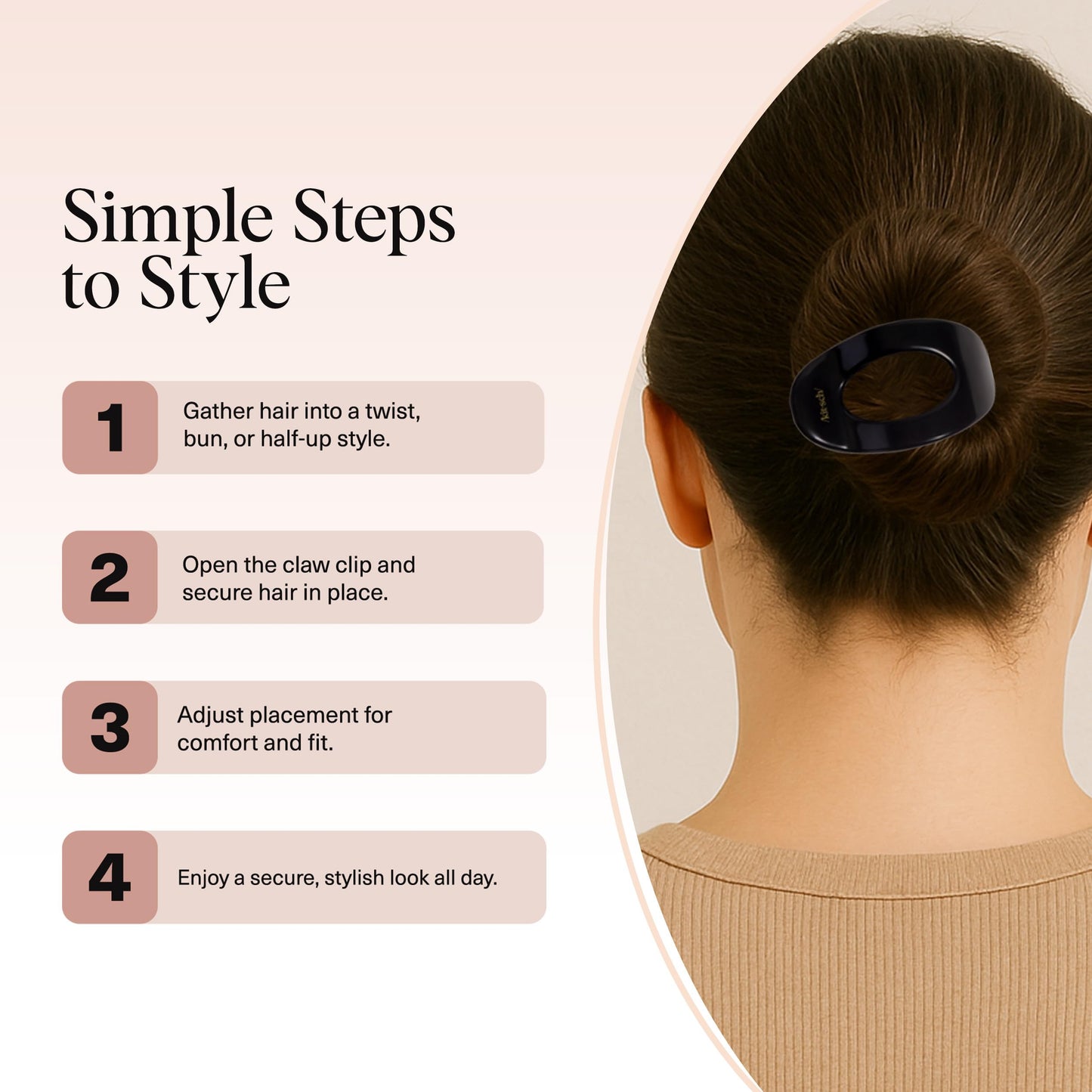 Kitsch Medium Flat Claw Clips for Women - Stylish Flat Hair Clips, Strong Hold for Thick & Fine Hair | Non-Slip for Secure, Comfortable All-Day Wear | Ideal Gifts for Women - Tortoise Design