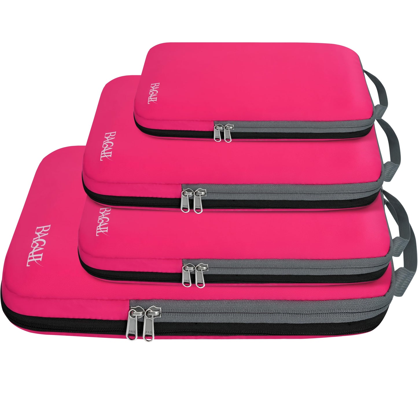 BAGAIL 4 Set/6 Set/8 Set Compression Packing Cubes Travel Accessories Expandable Packing Organizers (Half Mesh, 6-Black)