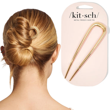 Kitsch Metal French Hair Pin for Women - Elegant Hair Accessories, Ideal for Buns & French Twist, Designed for a Secure, Comfortable Fit | Ideal Gifts for Women - Hematite
