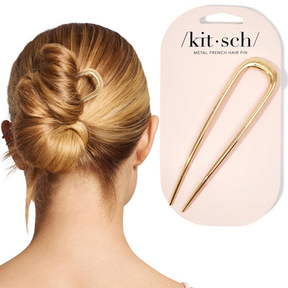 Kitsch Metal French Hair Pin for Women - Elegant Hair Accessories, Ideal for Buns & French Twist, Designed for a Secure, Comfortable Fit | Ideal Gifts for Women - Hematite