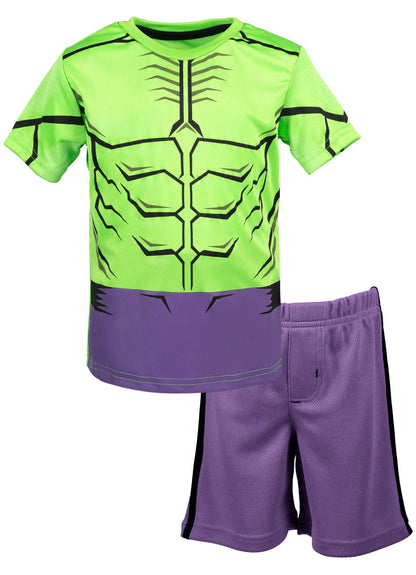 Marvel Avengers Captain America Iron Man Venom Hulk Cosplay Athletic T-Shirt and Shorts Outfit Set Toddler to Little Kid