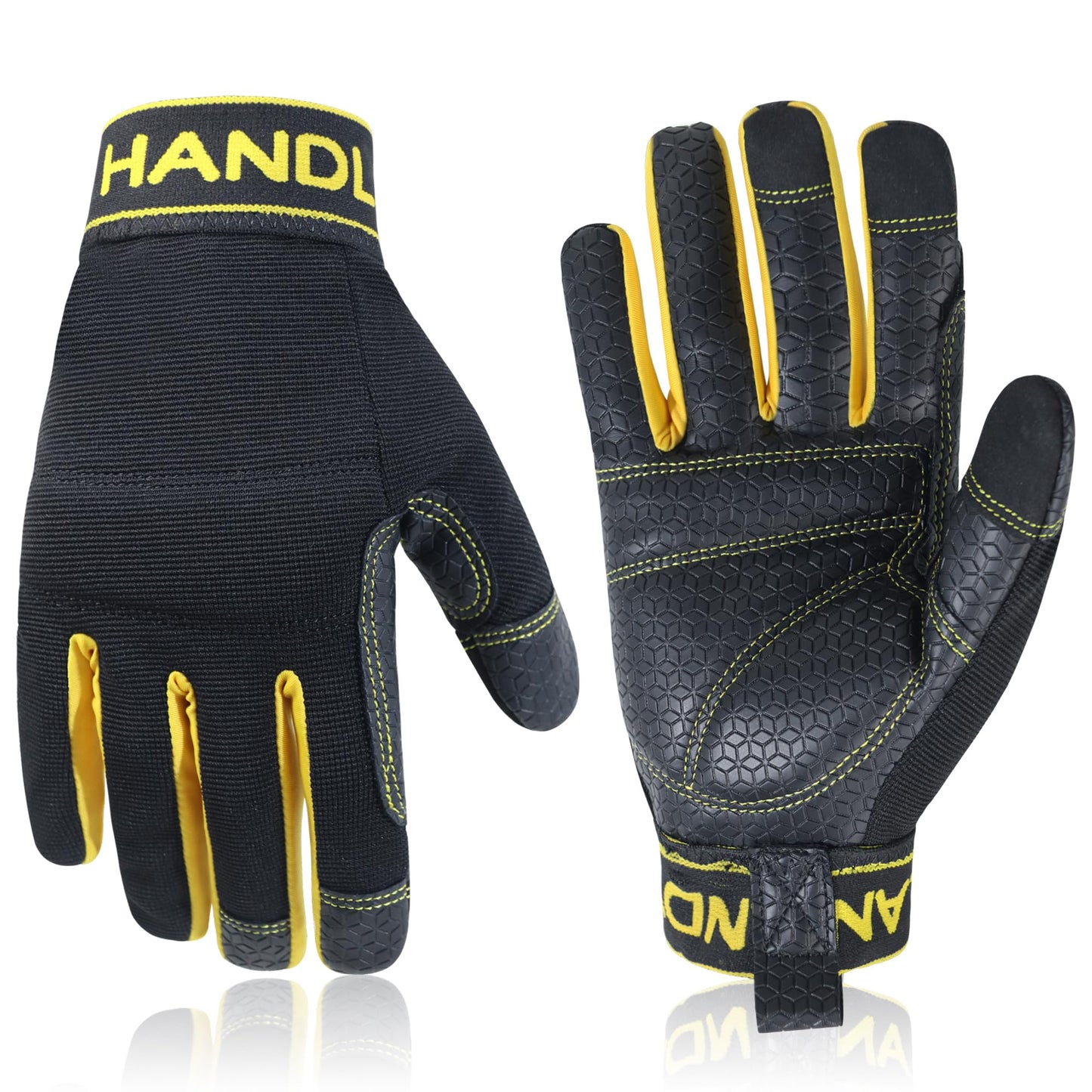 HANDLANDY Work Gloves for Men & Women, Utility Mechanic Working Gloves Touch Screen, Flexible Yard Work Gloves