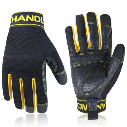 HANDLANDY Work Gloves for Men & Women, Utility Mechanic Working Gloves Touch Screen, Flexible Yard Work Gloves