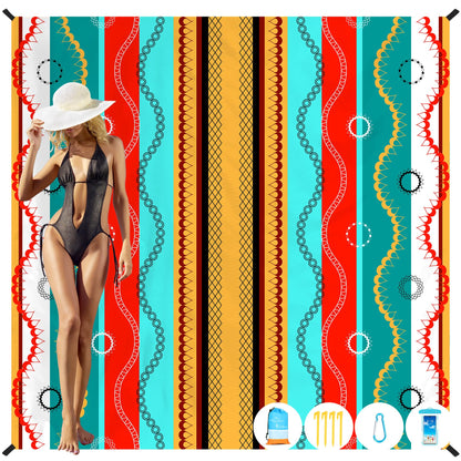 Beach Blanket Oversized Extra Large 78" X 81",Waterproof Sandproof Beach Blanket 1-7 Adults Lightweight Durable for Travel Camping Hiking Picnic