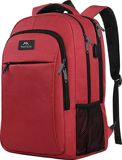 MATEIN Travel Laptop Backpack, Business Anti Theft Slim Sturdy Laptops Backpack with USB Charging Port, Water Resistant College School Computer Bag Gift for Men & Women Fits 15.6 Inch Notebook, Grey