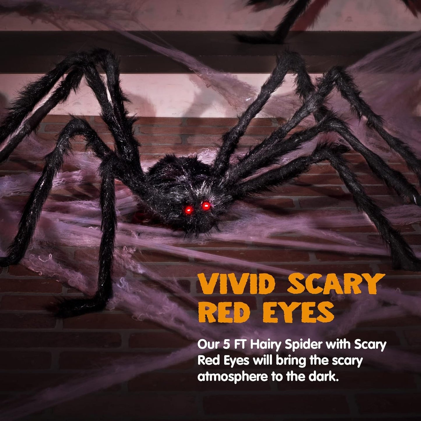 JOYIN Halloween Outdoor Decorations Giant Spider, 5 Ft Large Spider for Yard Lawn Garden Patio Scary Halloween Outside Decor, Indoor Haunted House Prop and Home Party Decor, Black