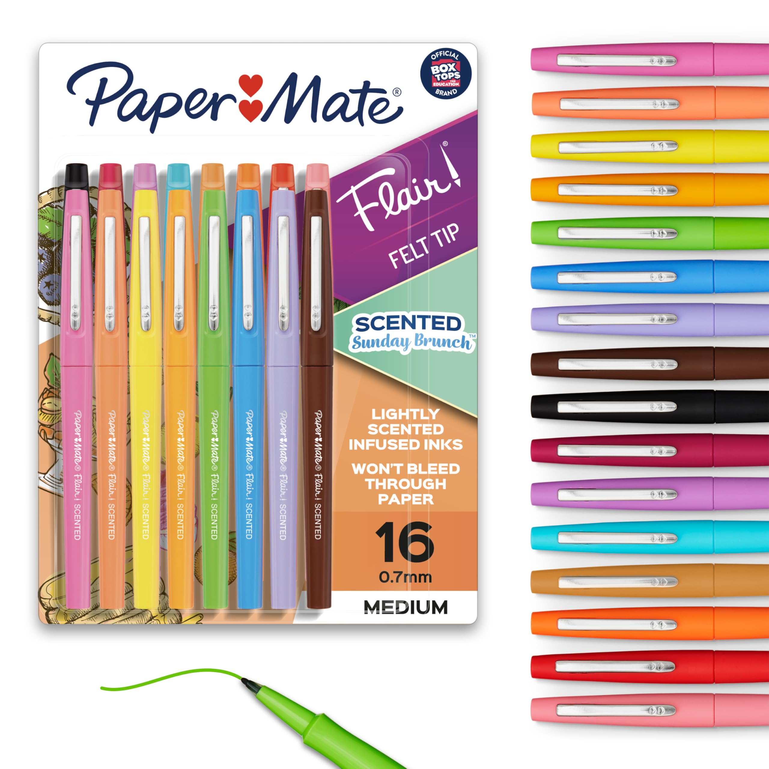 Paper Mate Flair Nature Escape Scented Felt Tip Pens, Medium Point (0.7mm), Assorted Colors, 16 Count - Perfect for Journaling, Writing, Coloring, Teacher Supplies