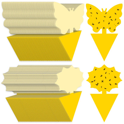 Landisun Fruit Fly Traps 48PCS Fungus Gnat-Traps for Indoor-Outdoor Yellow Fruit-Fly Sticky-Trap Plants Flying Bug Insects Traps
