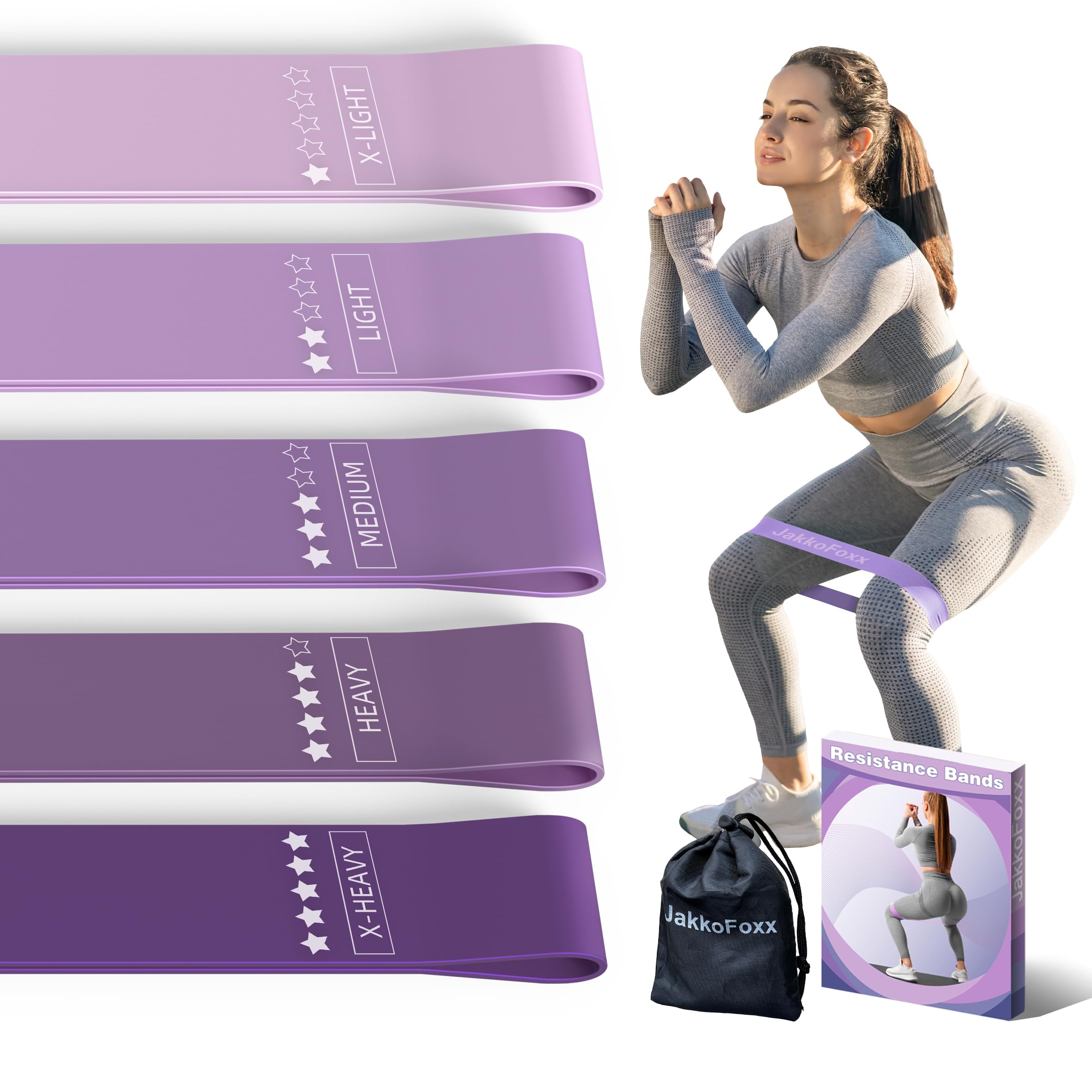 Resistance Loop Exercise Bands, Resistance Bands Exercise Bands for Home Fitness, Stretching, Strength Training, Physical Therapy,Elastic Workout Bands for Women Men Kids, Set of 5